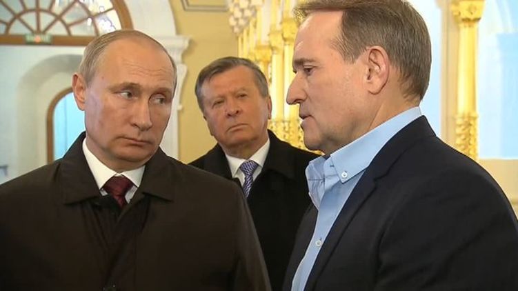 Президент России Владимир Путин согласился на просьбу выскопоставленного украинского переговорщика Виктора Медведчука (справа), фото: www.vesti.ru
