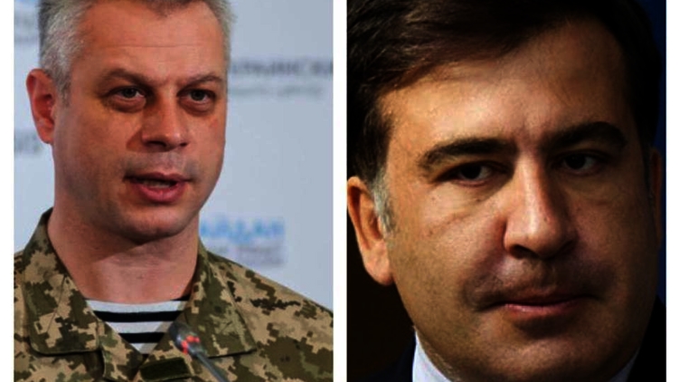 Спикер АП по вопросам АТО Андрей Лысенко и глава Одесской ОГА Михаил Саакашвили, фото: 