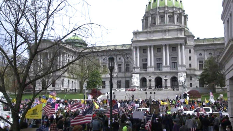 Протест в США против карантина. Скриншот видео