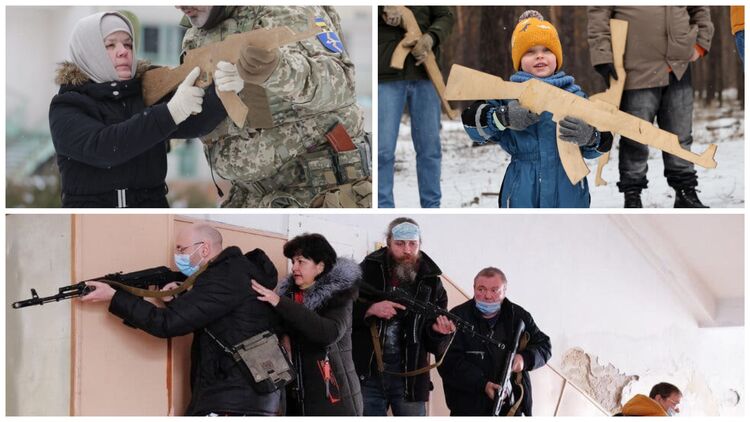 Учения территориальной обороны в Украине. Коллаж 