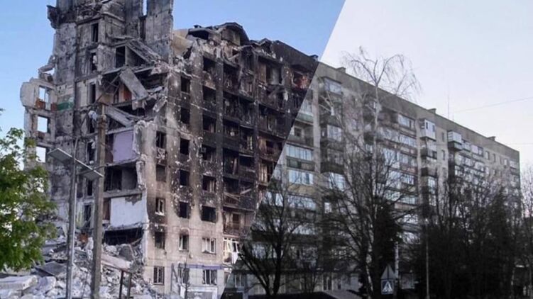 Дом в Попасной после и до обстрела. Фото Луганской ОВА