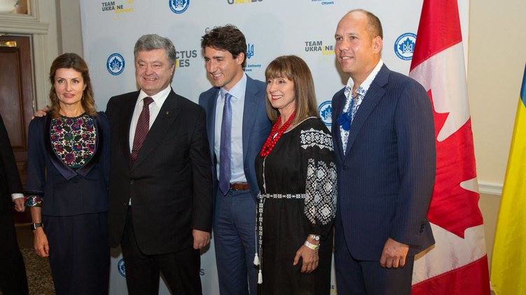 Марина и Петр Порошенко, премьер-министр Канады - Джастин Трюдо (по середине), фото: facebook.com