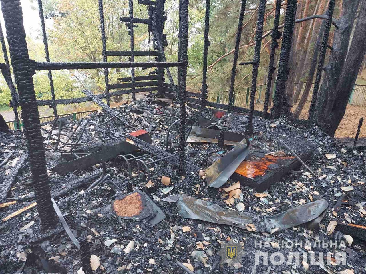 Деревянный дом на базе отдыха в Харькове сгорел дотла