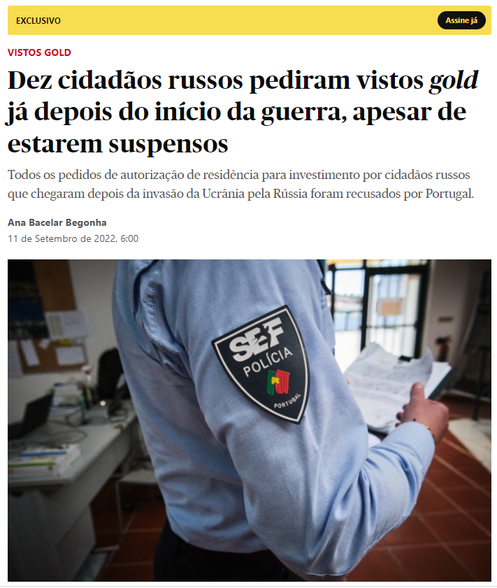 Газета Publico сообщила о том, что Португалия отклонила все заявки от граждан РФ на выдачу золотых виз