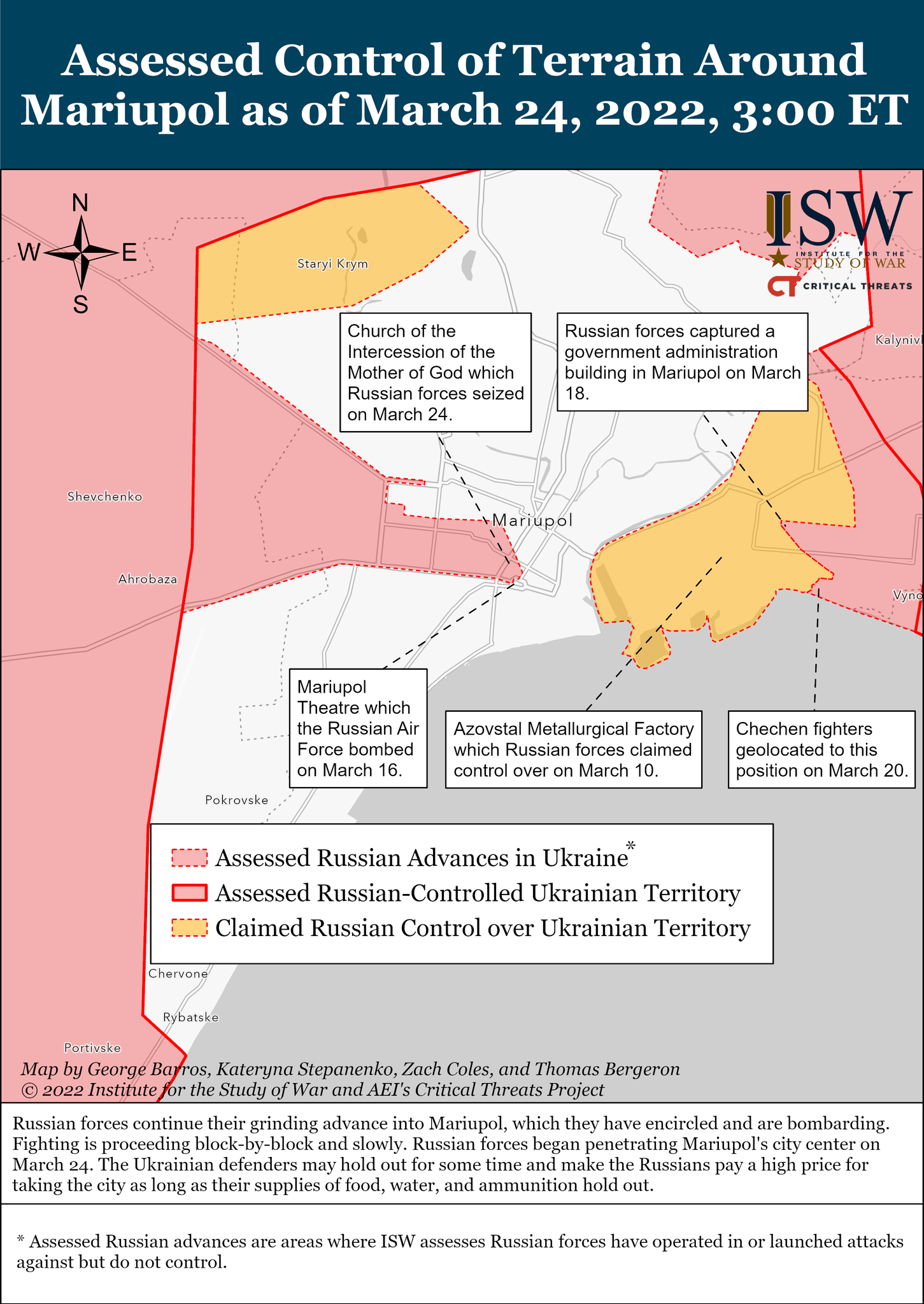 Карту боевых действий в Украине 25 марта опубликовал американский Институтизучения войны