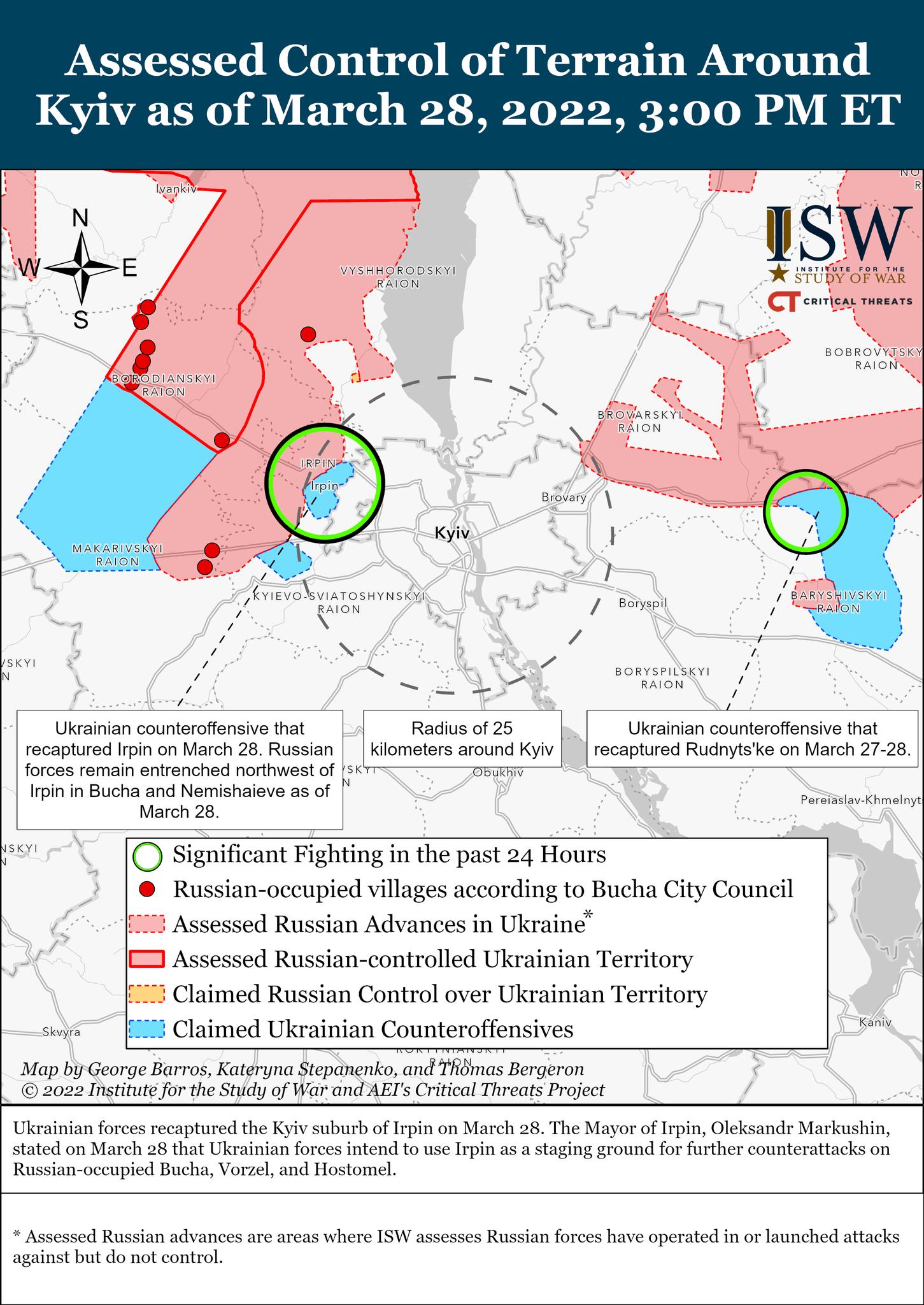 Карта боевых действий в Украине. Институт изучения войны