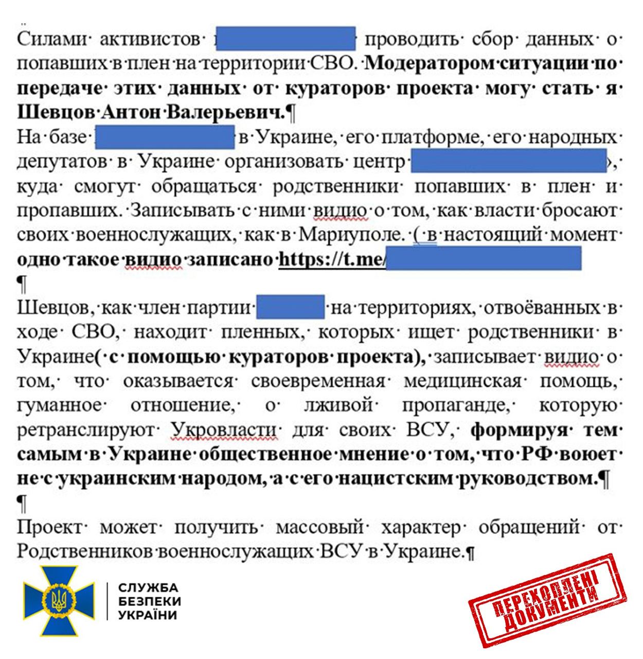 СБУ объявила о госизмене Шевцову