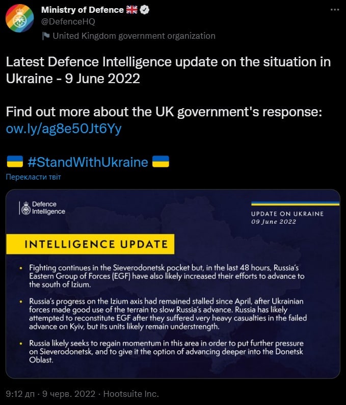 Свежая сводка британской разведки о войне в Украине 