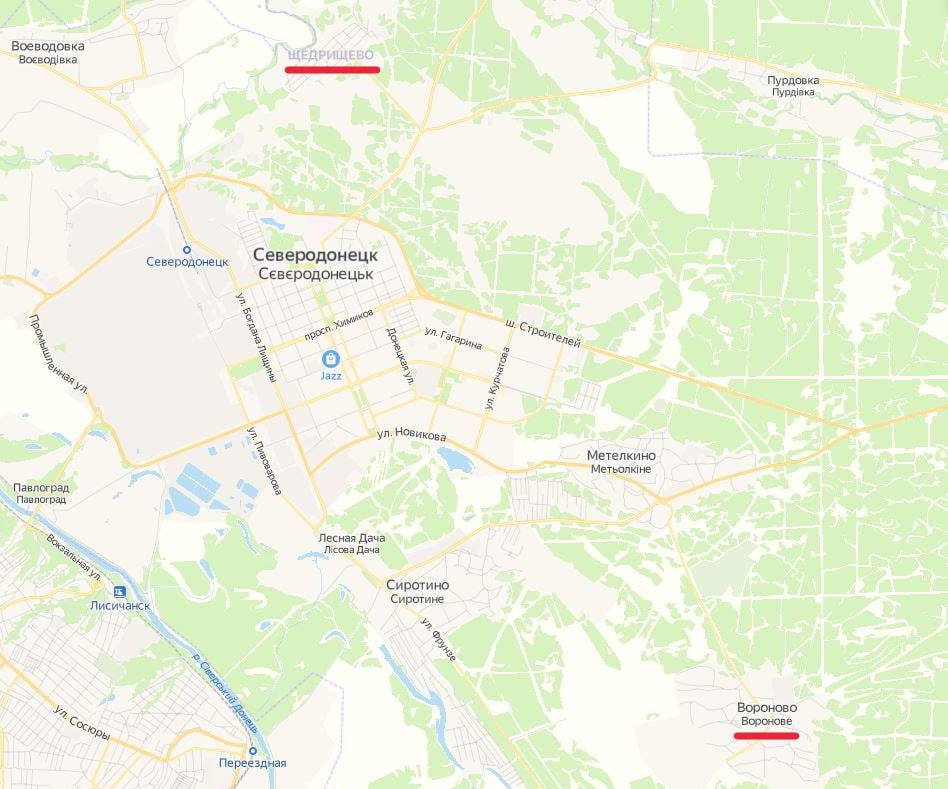 Карта Луганщины