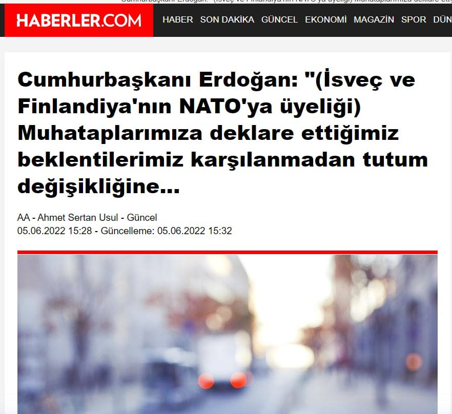 Турция не даст согласия на вступление в НАТО Швеции и Финляндии