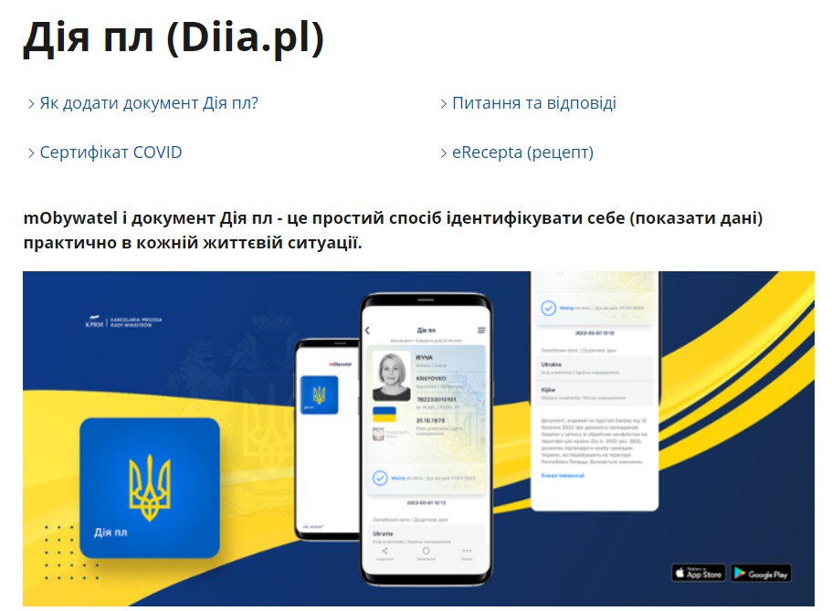 Украинским беженцам в Польше планируют выдавать электронный документ "Diia pl"