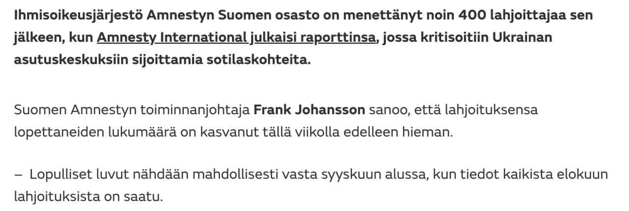 Франк Йоханссон рассказывает о просадке в пожертвованиях компании после отчета о ВСУ