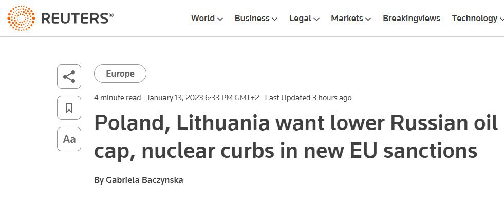 Польща та Литва пропонують санкції проти атомної енергетики РФ