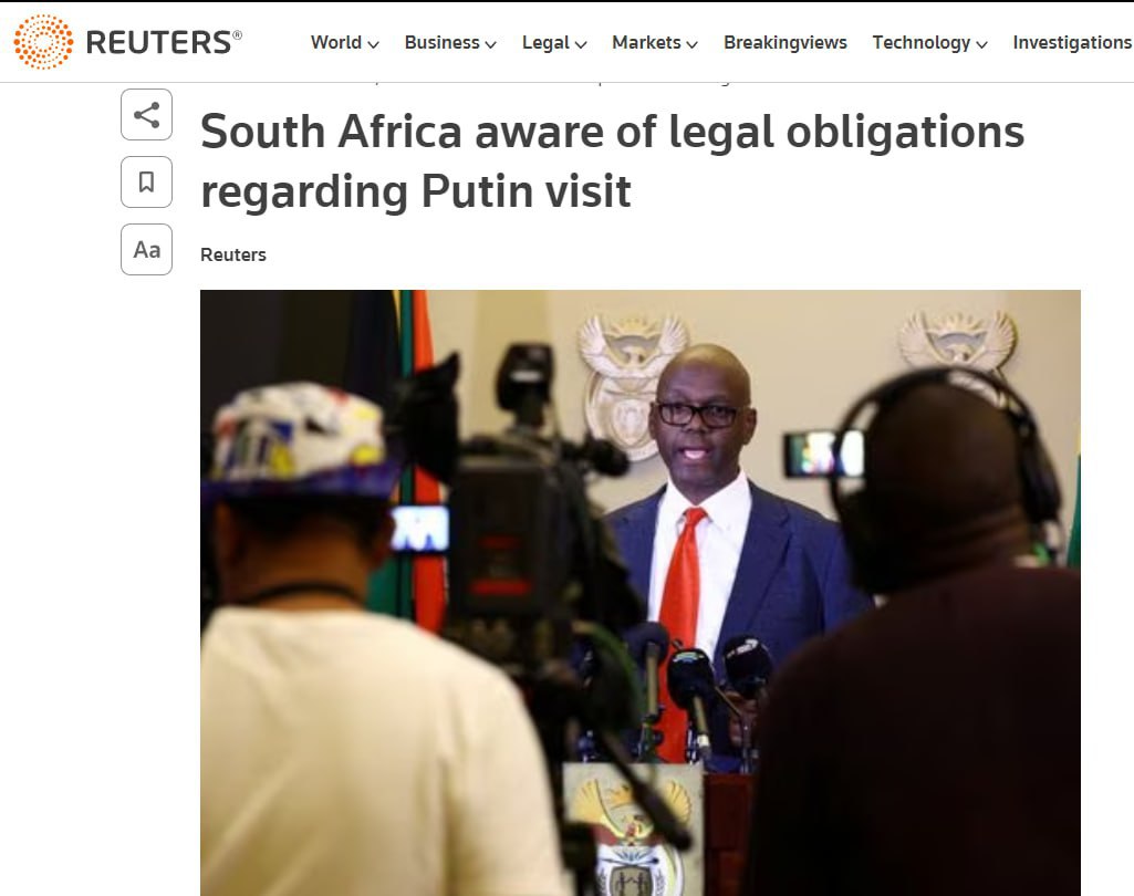 Путин планирует посетить ЮАР