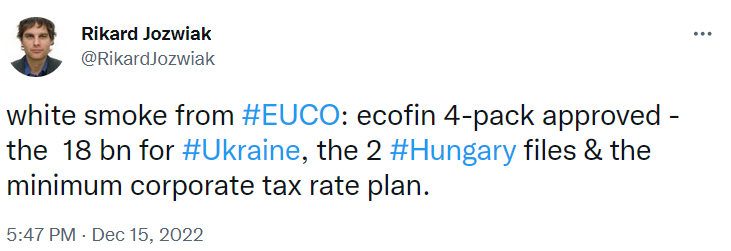 ЕС одобрил помощь 18 млрд евро для Украины на 2023 год