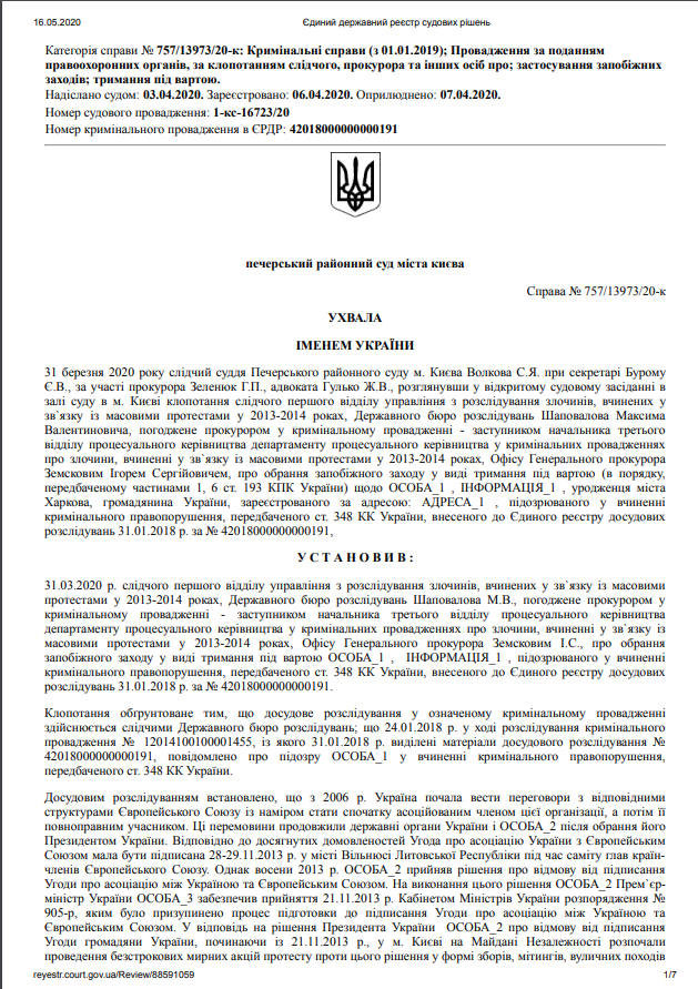 Решение суда Украины по Дмитрию Липовому