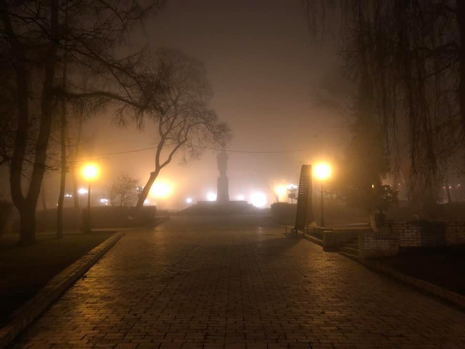 Туман парк Шевченко Киев 20 января