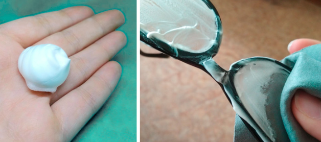 обработка очков пеной для бритья, чтобы не потели линзы, фото news.myseldon.com  