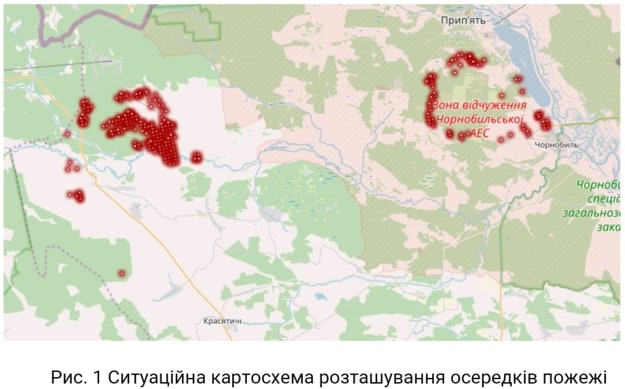 карта пожаров чернобыль 11 апреля