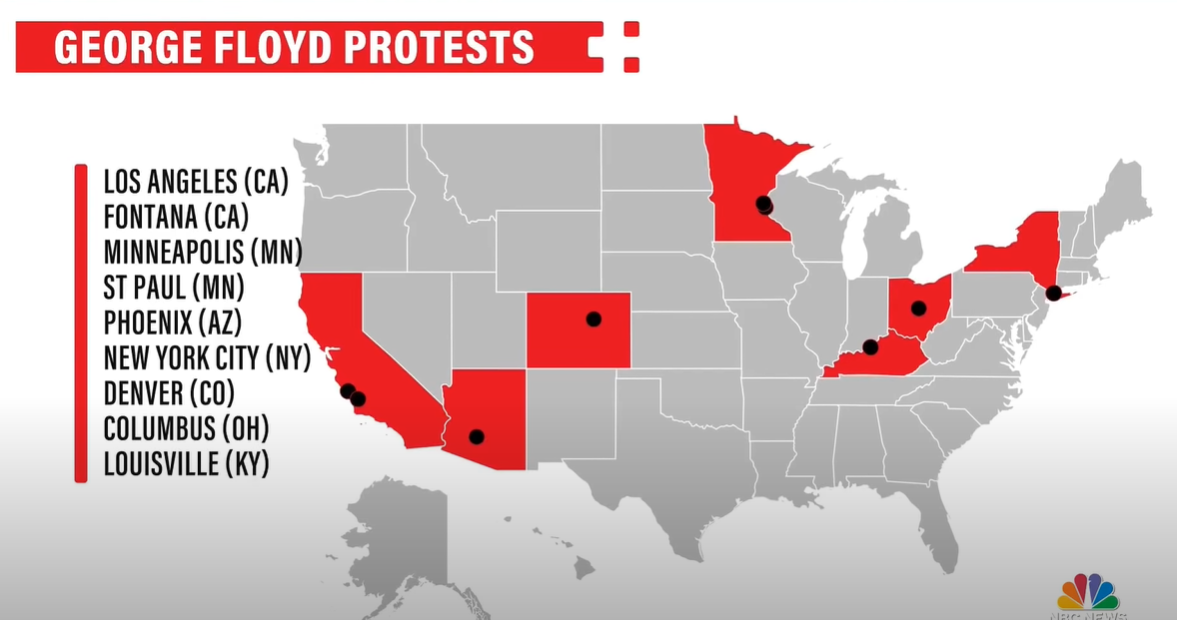 карта протестов США