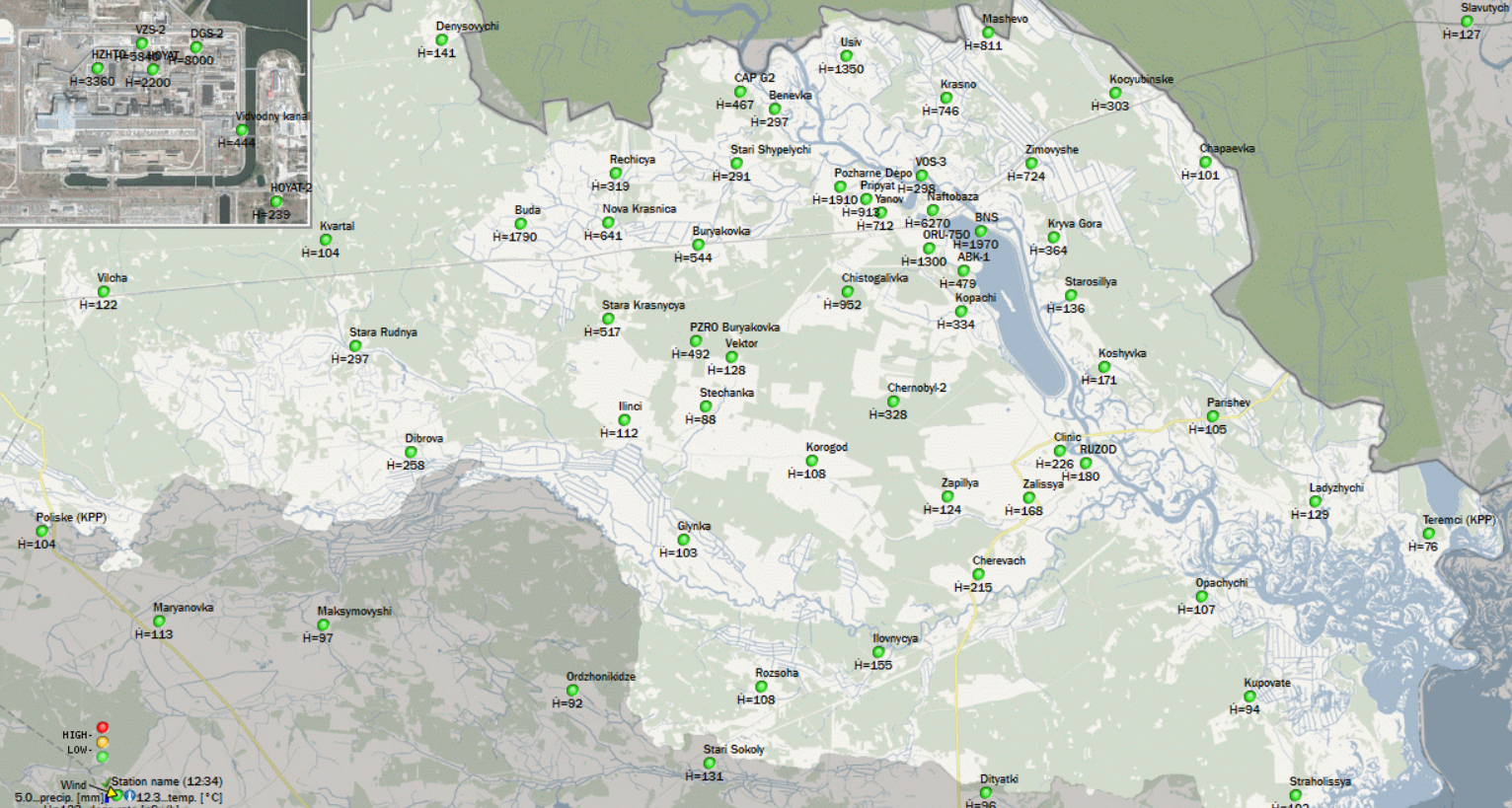 карта радиационного фона чернобыль