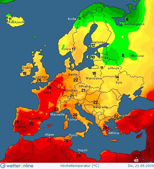карта температуры воздуха