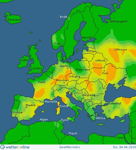 Карта погоды в Европе на 4 июня