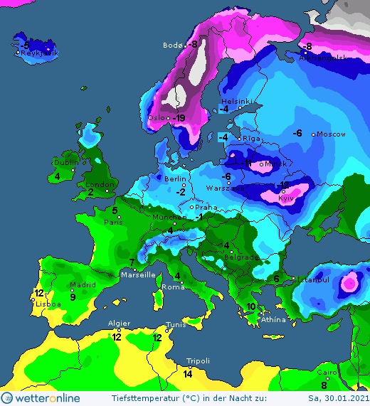 Прогноз погоды в Украине на 29 января. Скриншот фейсбук-страницы Натальи Диденко
