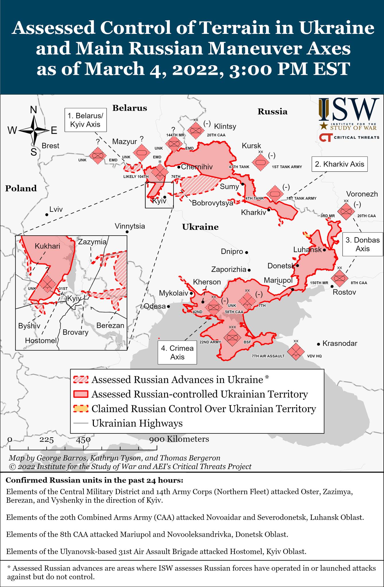 Карта боевых действий в Украине - Институт изучения войны США