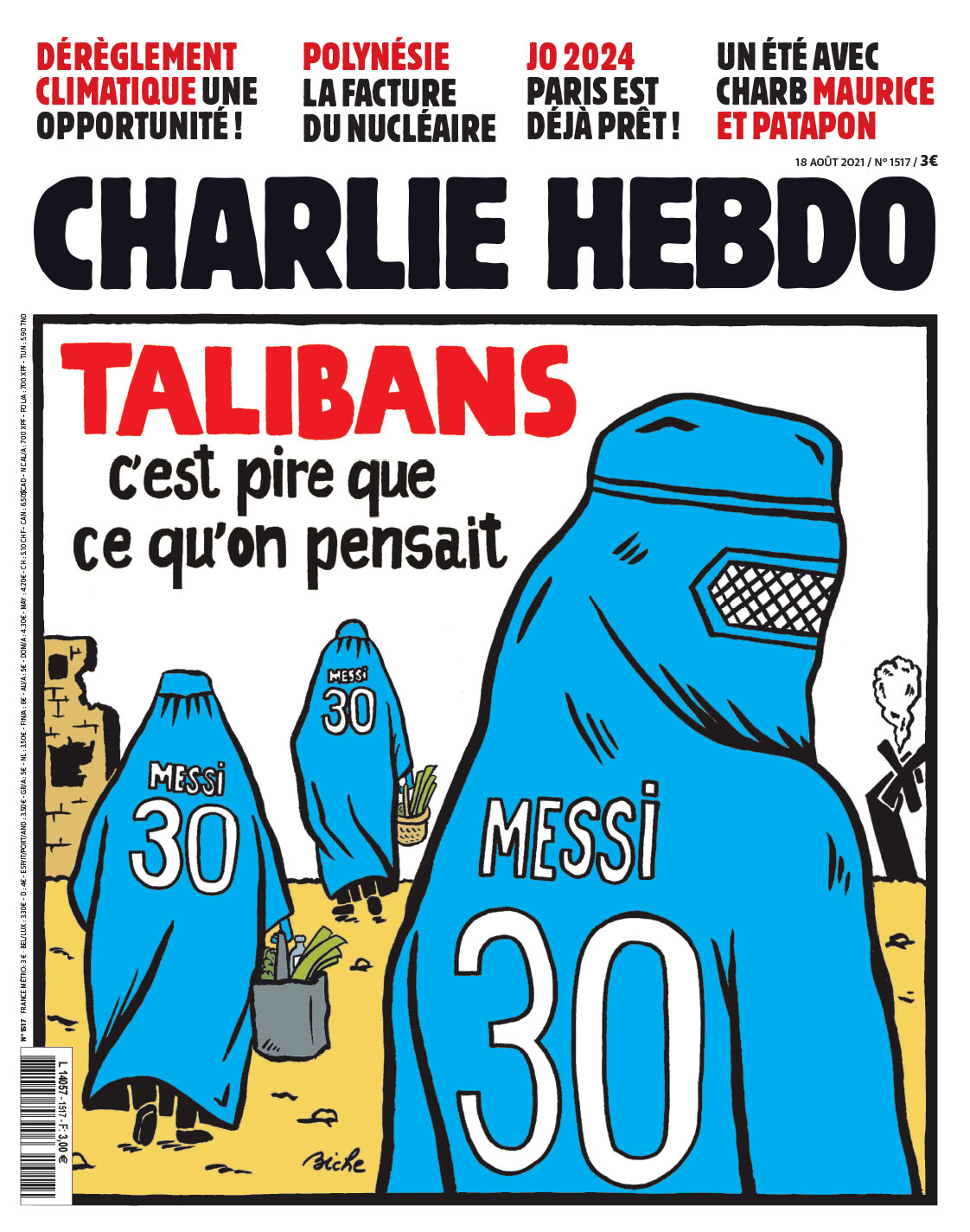 Charlie Hebdo вышел с карикатурой на Месси и талибов