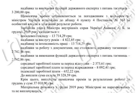Отчет МВД о зарплате Авакова