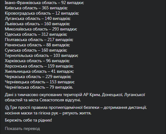 Коронавирус в Украине на 11 января. Скриншот фейсбук-сообщения Степанова