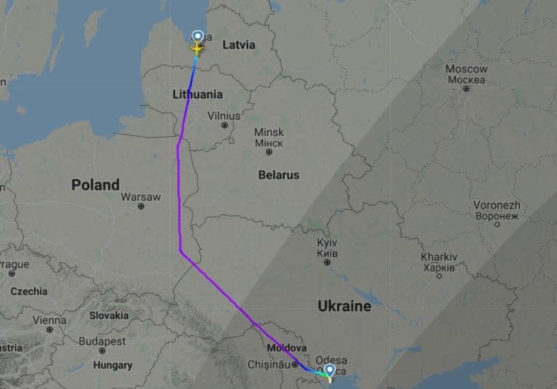 Самолеты из Литвы летают в обход Беларуси. Скриншот