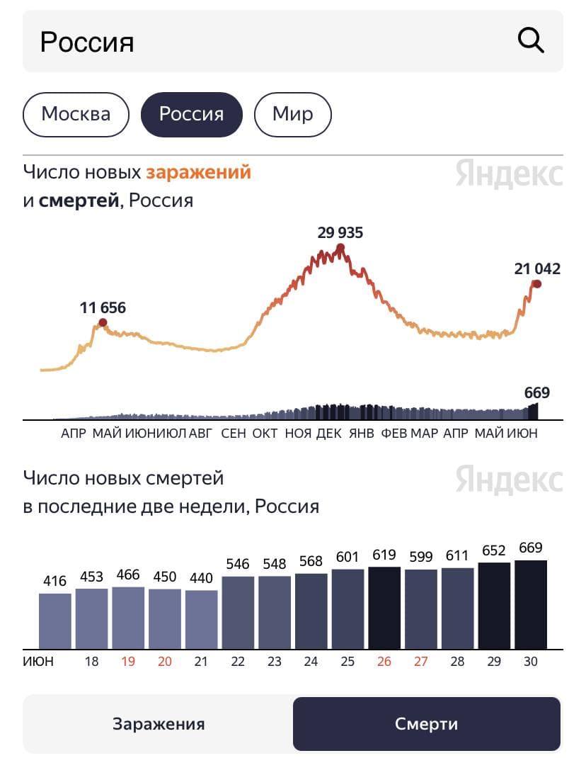 Коронавирус в России на 30 июня. Скриншот
