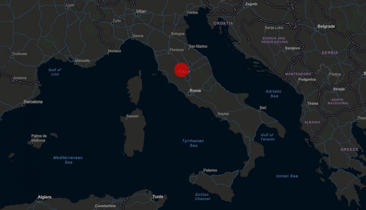 Распространение вируса в Италии. Скриншот: gisanddata.maps