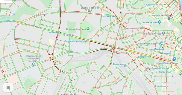 Пробки в Киеве. Google maps