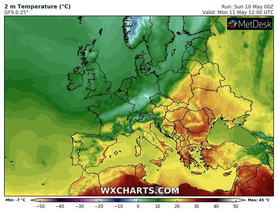 11 мая Украина окажется в зоне тепла
