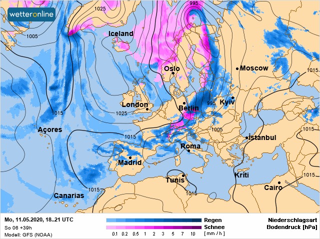 Карта погоды на понедельник