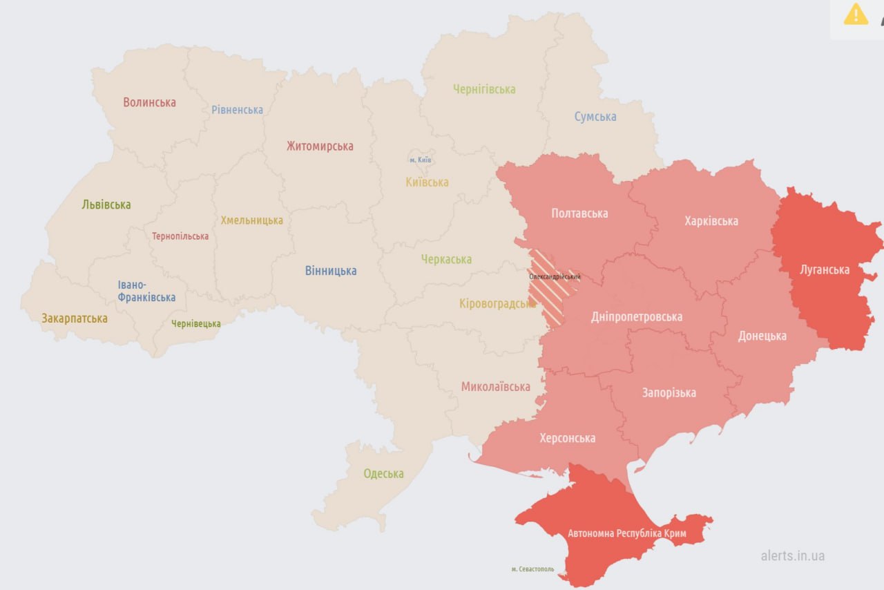 Карта тревог в Украине