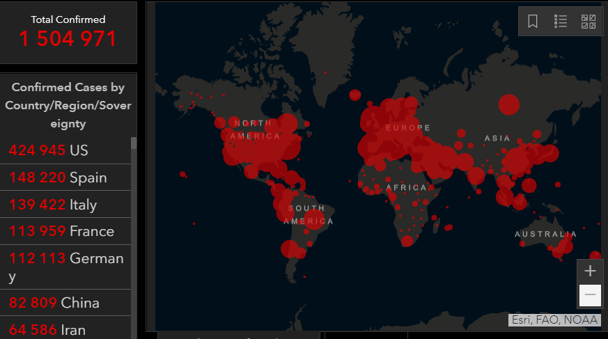 Карта заболеваемости коронавирусом в мире
