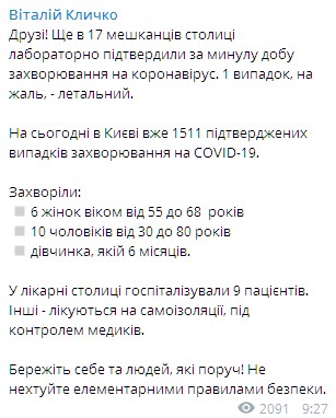 Данные по Киеву на 3 мая. Скриншот: t.me/vitaliy_klitschko