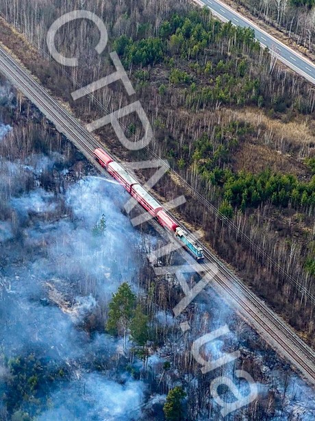 На тушение бросили пожарный поезд. Фото: Страна