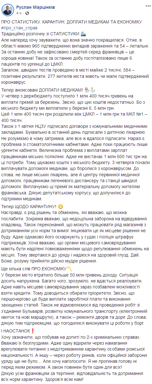 Скриншот: facebook.com/ruslan.martsinkiv