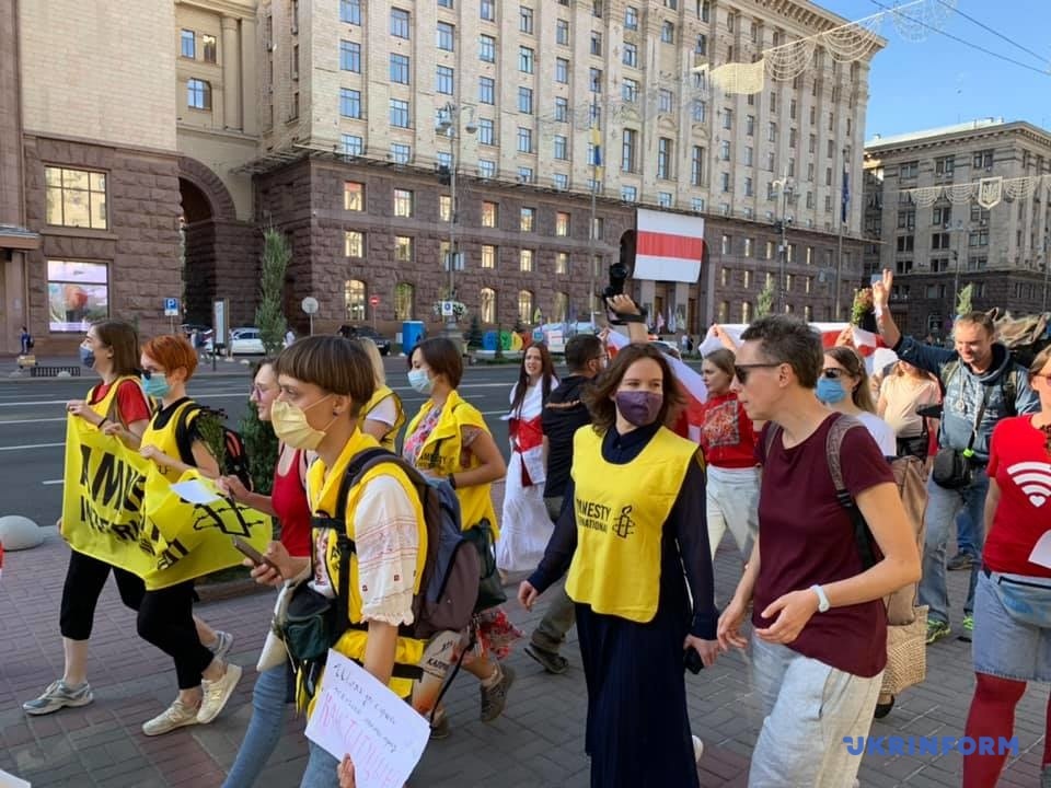 Марш солидарности с белорусскими женщинами в Киеве. Фото: Олег Давыденко, Укринформ