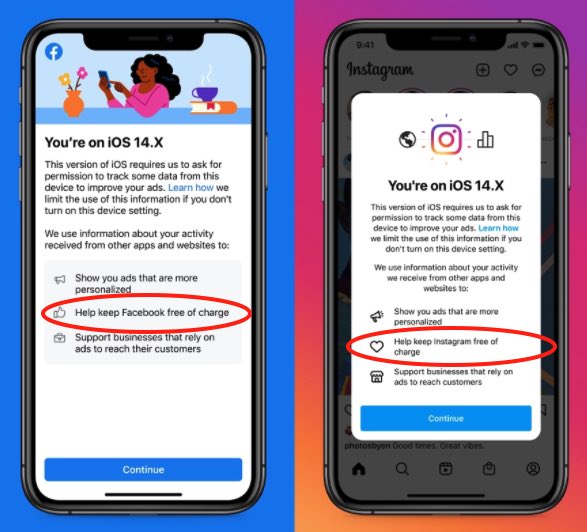 Facebook и Instagram просят пользователей помочь им "оставаться бесплатными" и разрешить им сбор личных данных