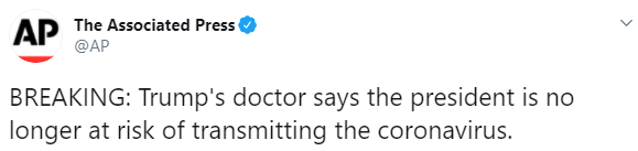 Трамп больше не является переносчиком коронавируса - лечащий врач. Скриншот: AP в Твиттере