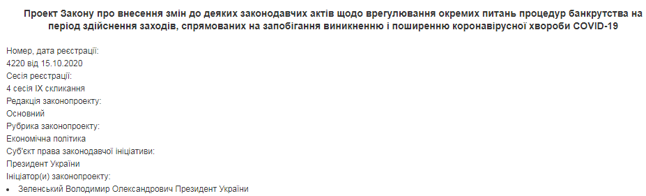 Зеленский хочет отменить мораторий на открытие дел о банкротстве в период карантина. Скриншот: Верховная Рада