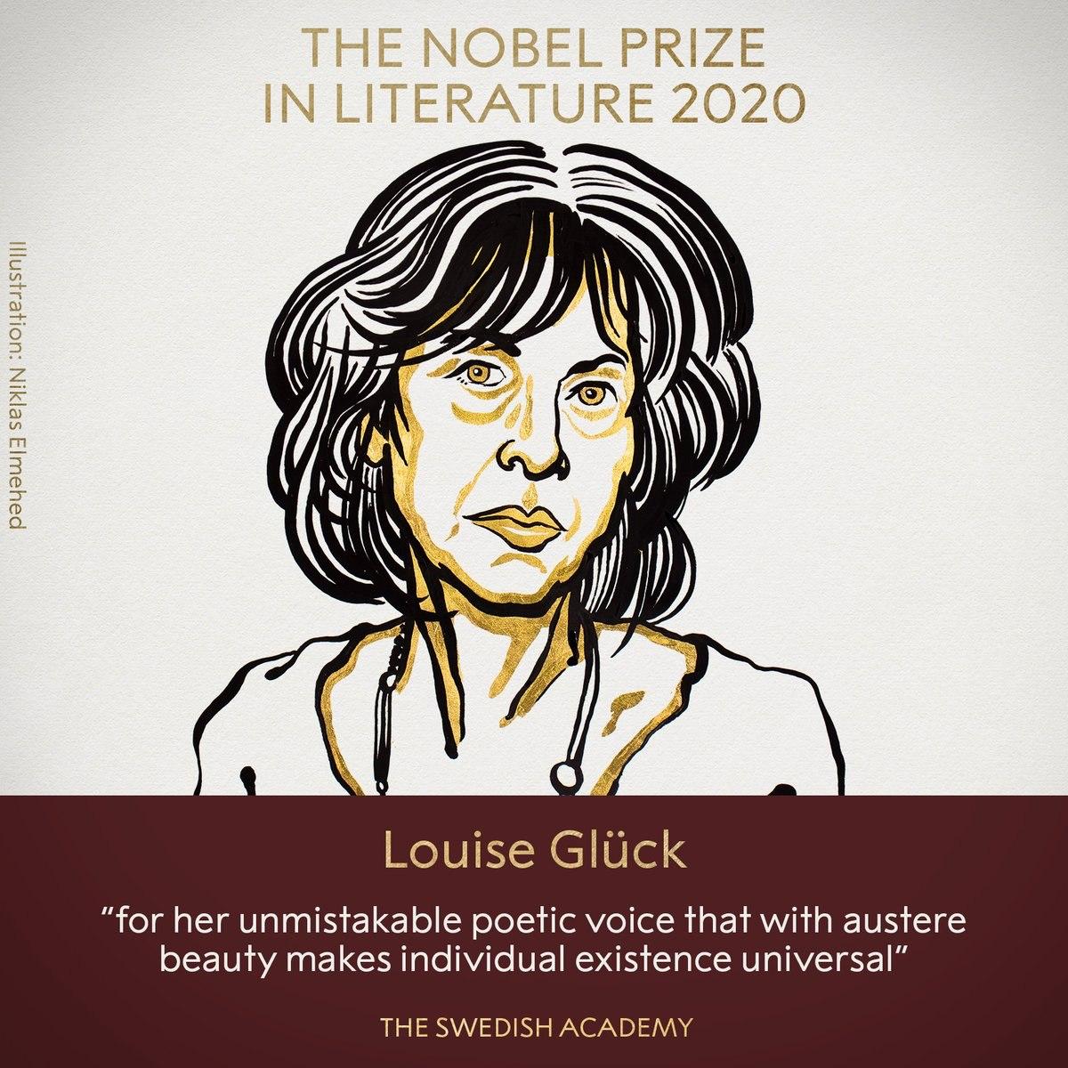 Нобелевская премия по литературе присуждена американской поэтессе Луизе Глюк. Скриншот: Нобелевская премия в Твиттере