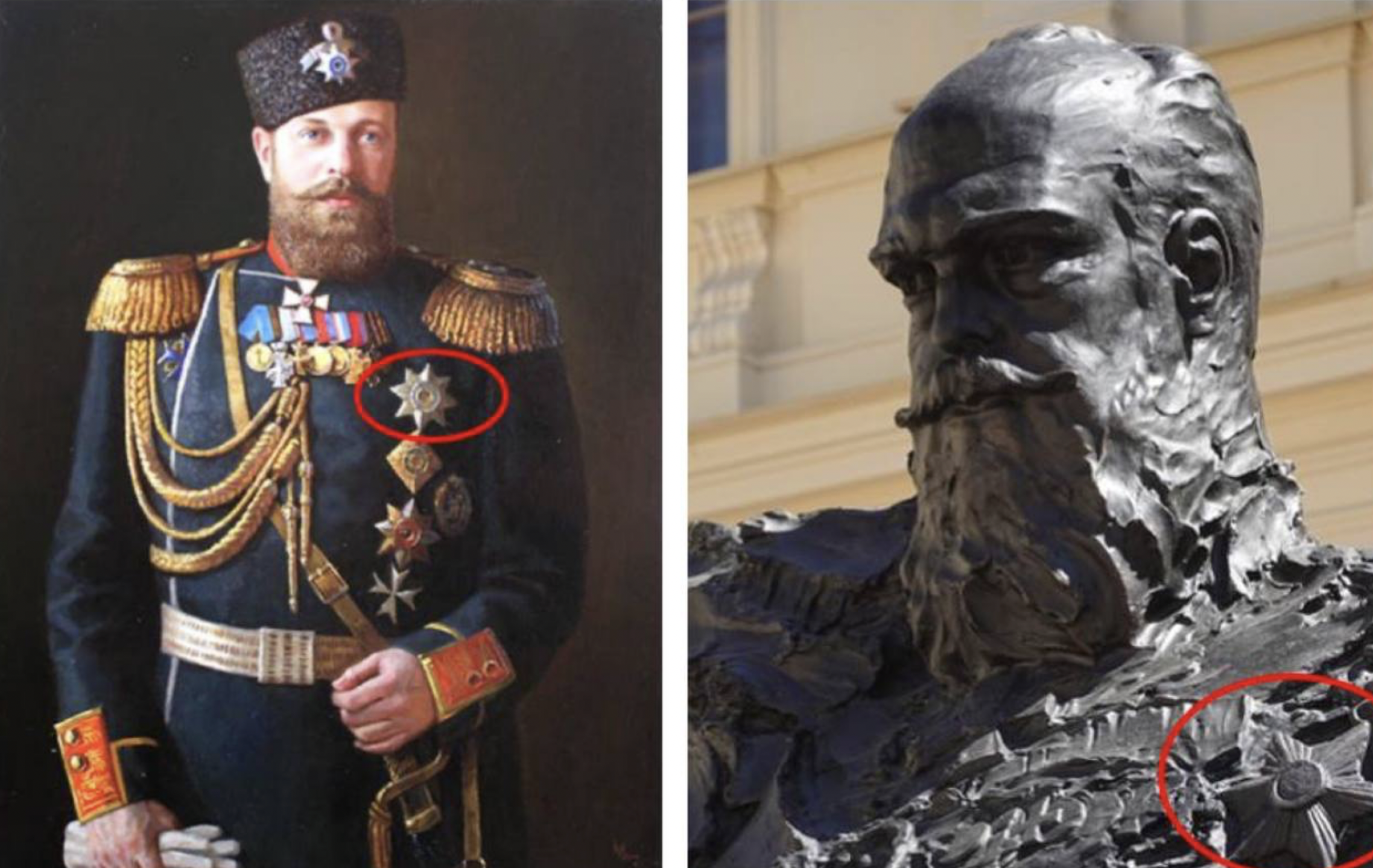 На памятнике Александру III, который вчера открыл Путин, оказался неправильный орден. Фото
