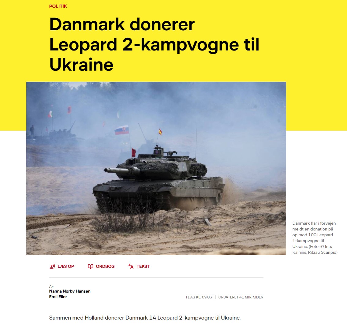 Данія разом із Нідерландами передасть Україні 14 танків Leopard 2